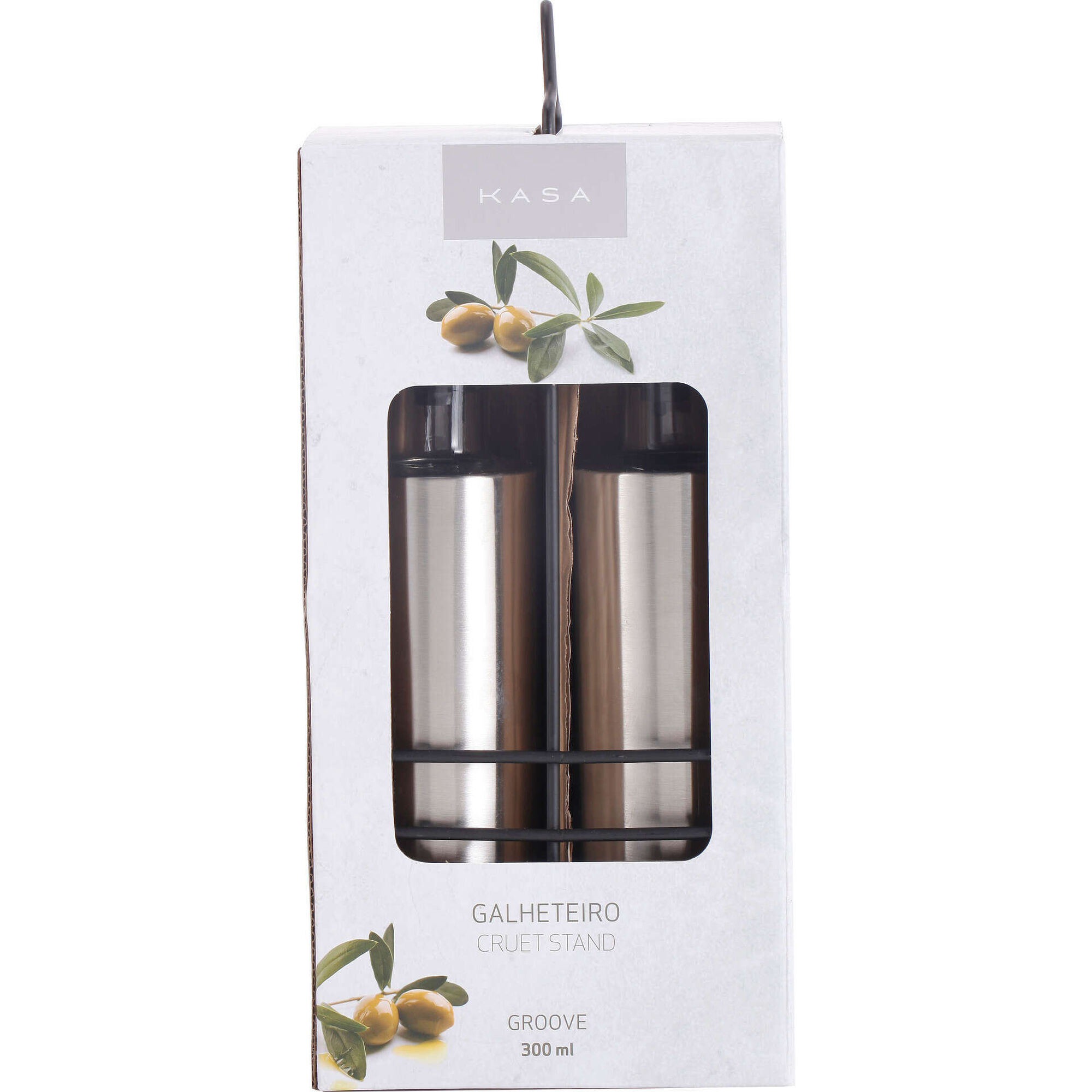 Galheteiro Inox e Vidro 2 Peças