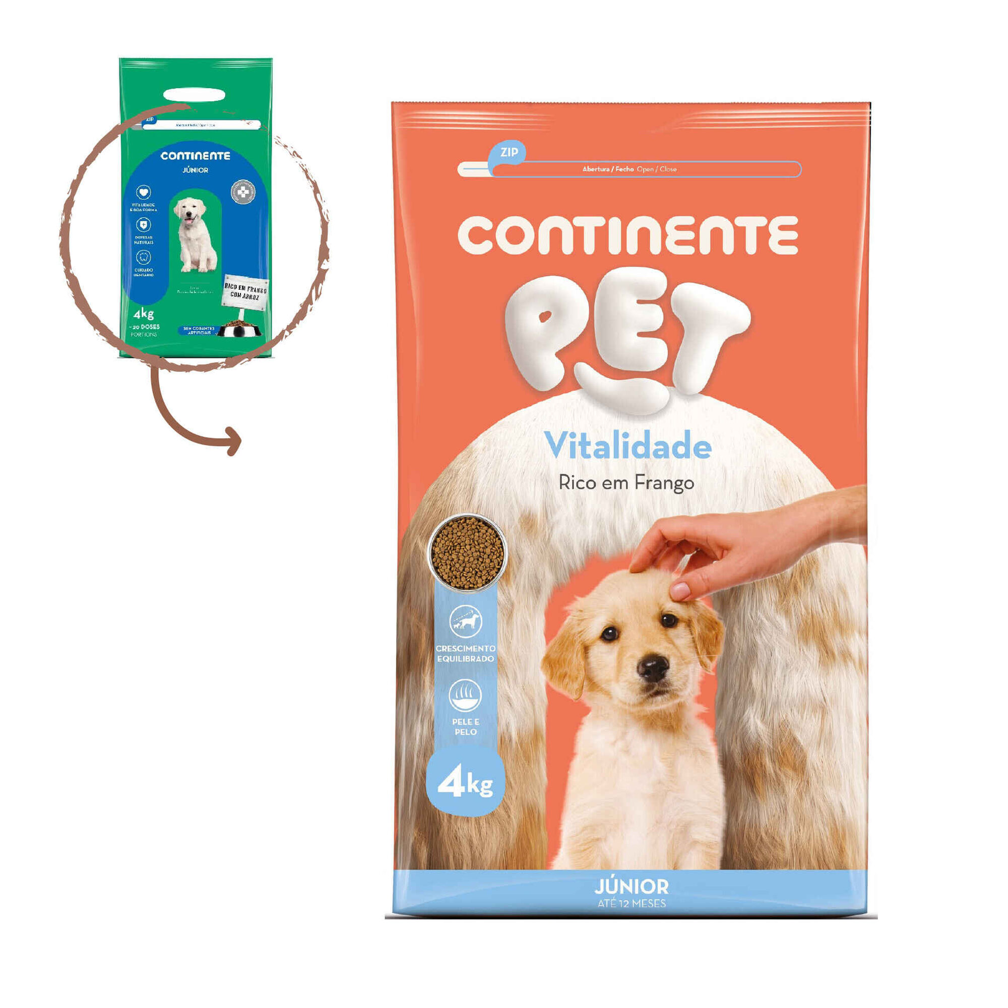 Ra&ccedil;&atilde;o para C&atilde;o J&uacute;nior Vitalidade Frango Continente Pet