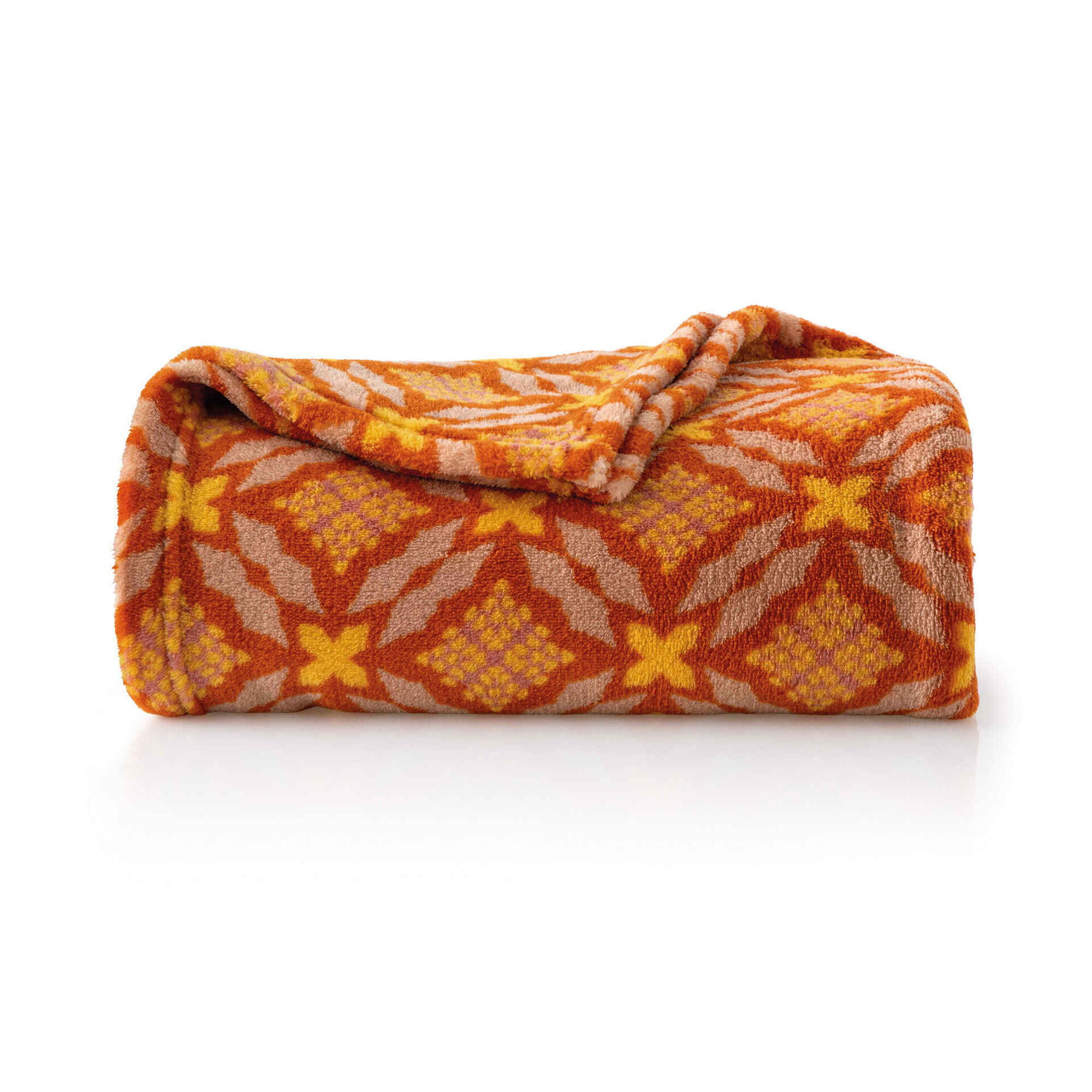 Manta Coral 130x160cm Losangos Laranja Bohotanic Manta Coral 130x160cm Losangos Laranja Bohotanic