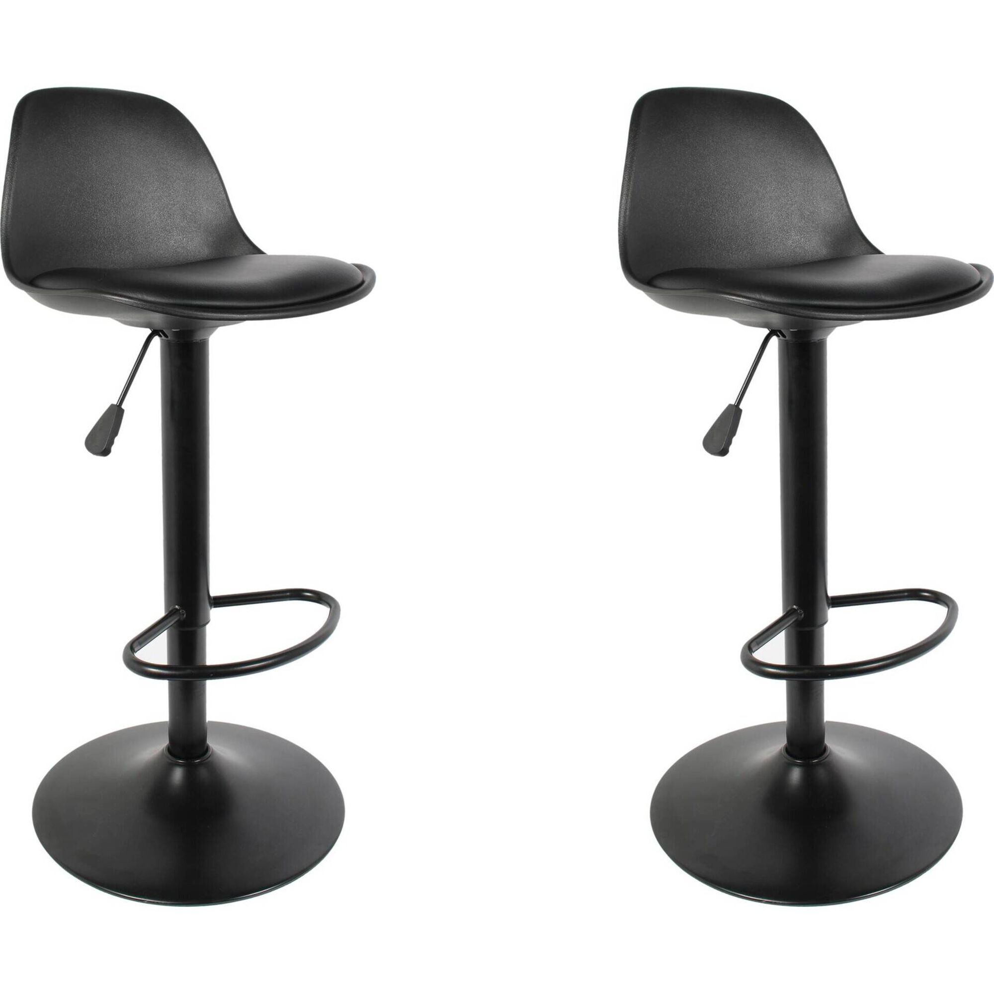 Conjunto de 2 Bancos Altos Acolchoados Preto Isak