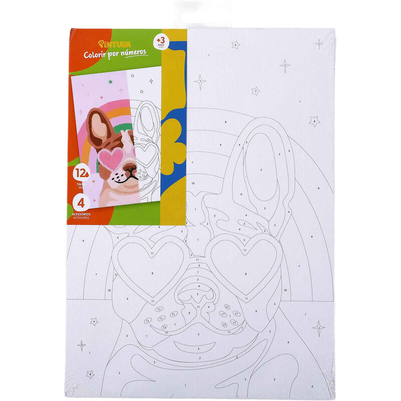 Kit Colorir por Números com Tela e Aguarelas (vários modelos)