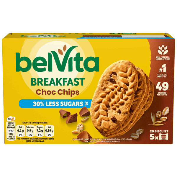 Bolachas de Cereais com Pepitas de Chocolate com Menos 30% de Açúcar Belvita