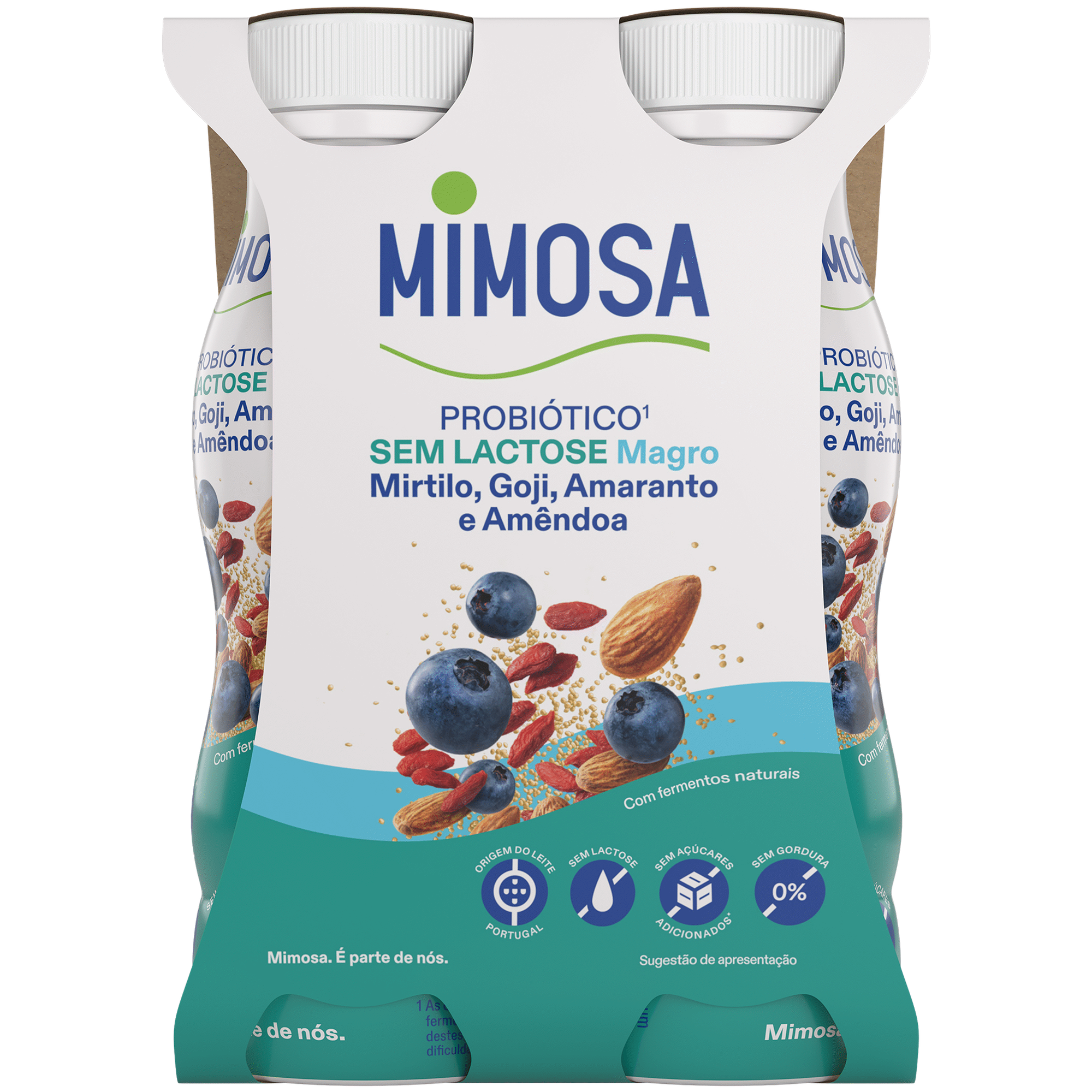 Iogurte Liquído Magro Probiótico Mirtilo, Goji, Amaranto e Amêndoa sem Lactose