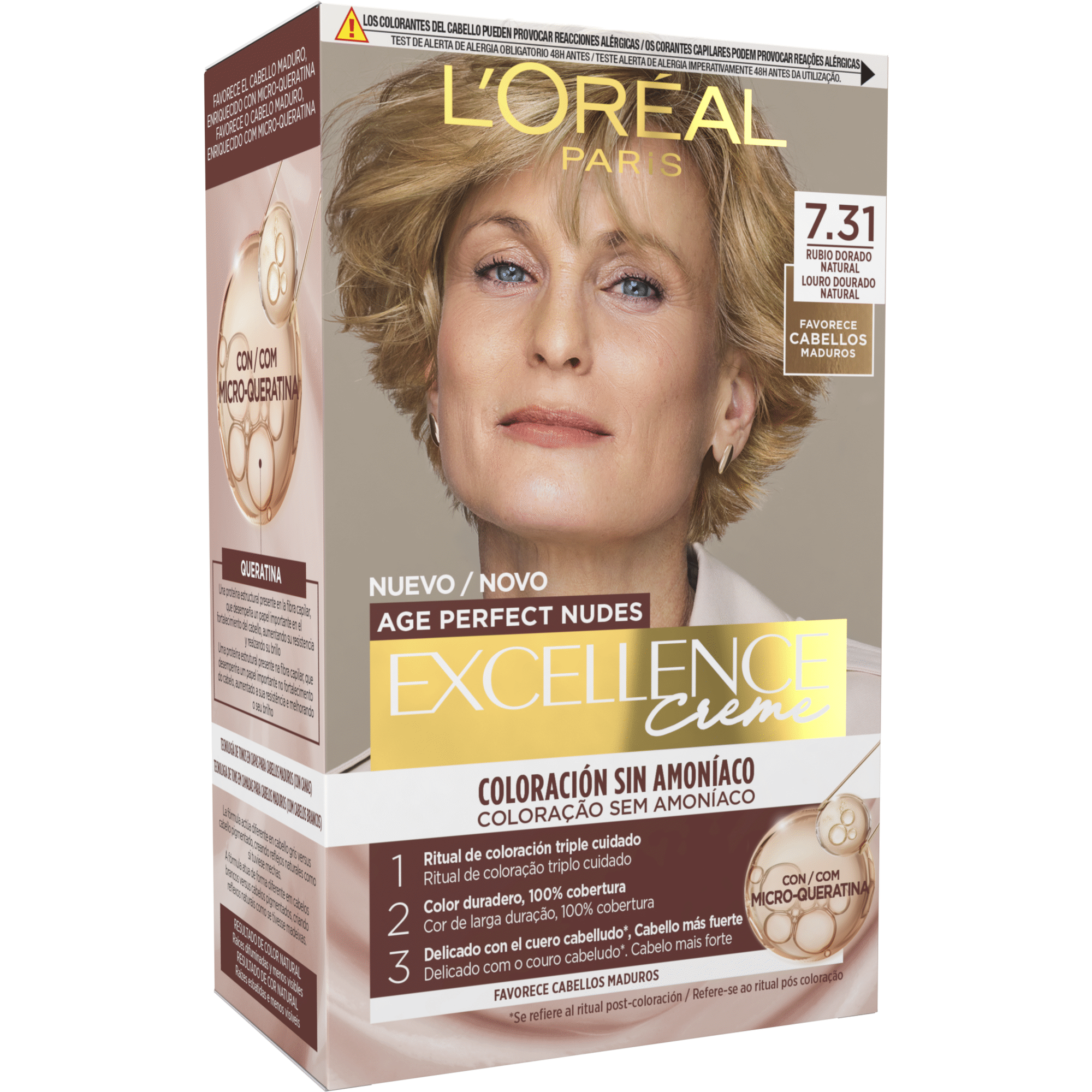 Colora&ccedil;&atilde;o Permanente Age Perfect Nudes 7.31 L'Or&eacute;al Paris Excellence