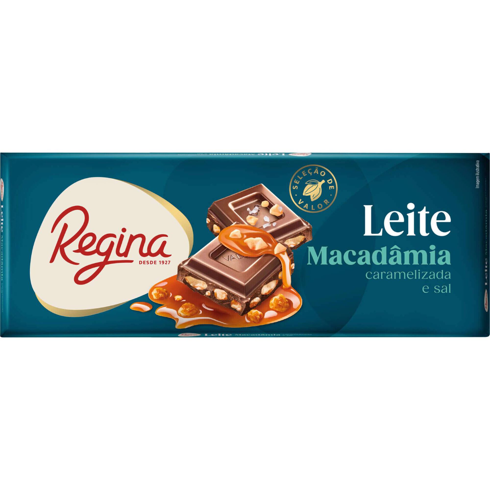 Tablete de Chocolate de Leite com Macad&acirc;mia Caramelizada e Sal Regina