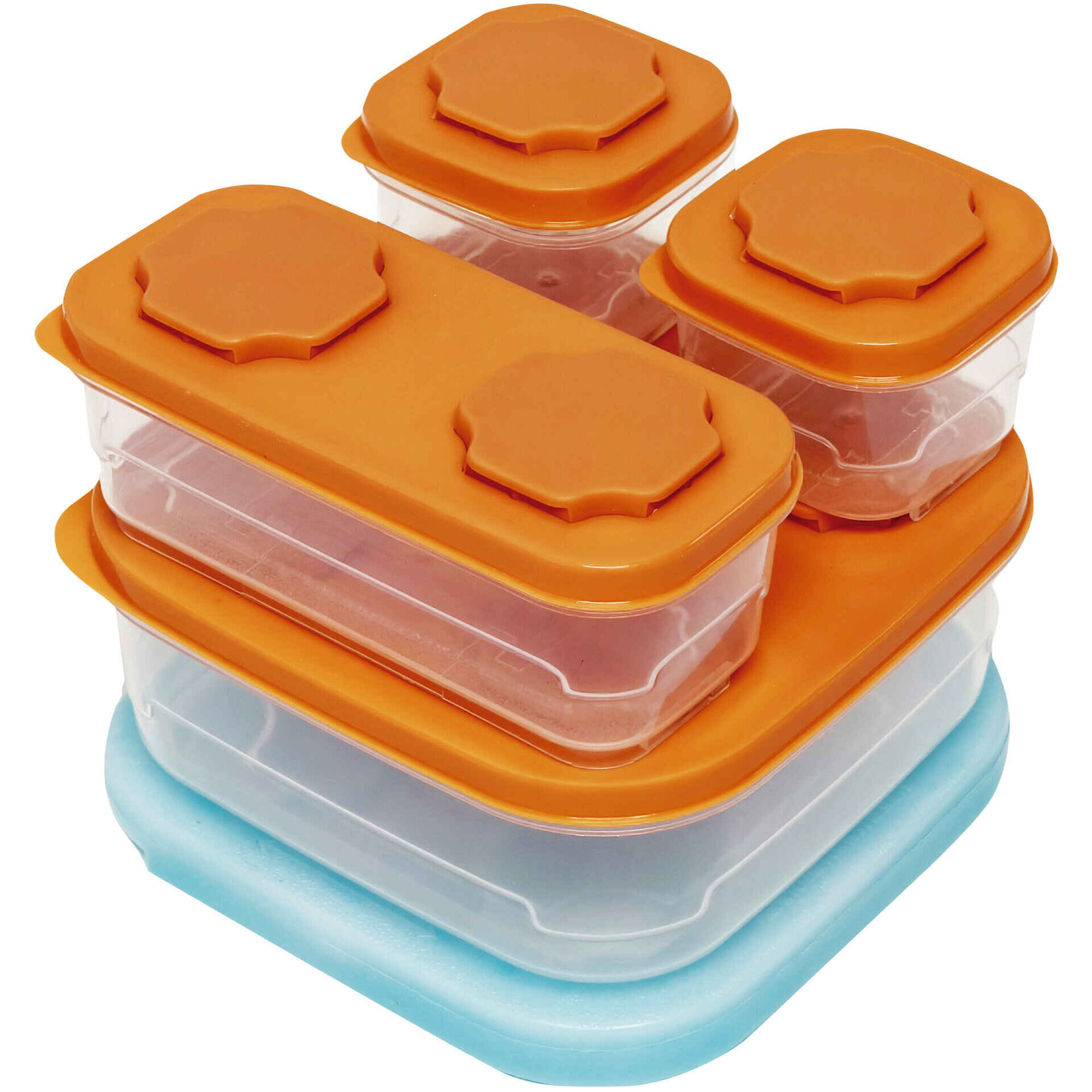 Conjunto 4 Caixas Herm&eacute;ticas com Cuvete Laranja Kasa