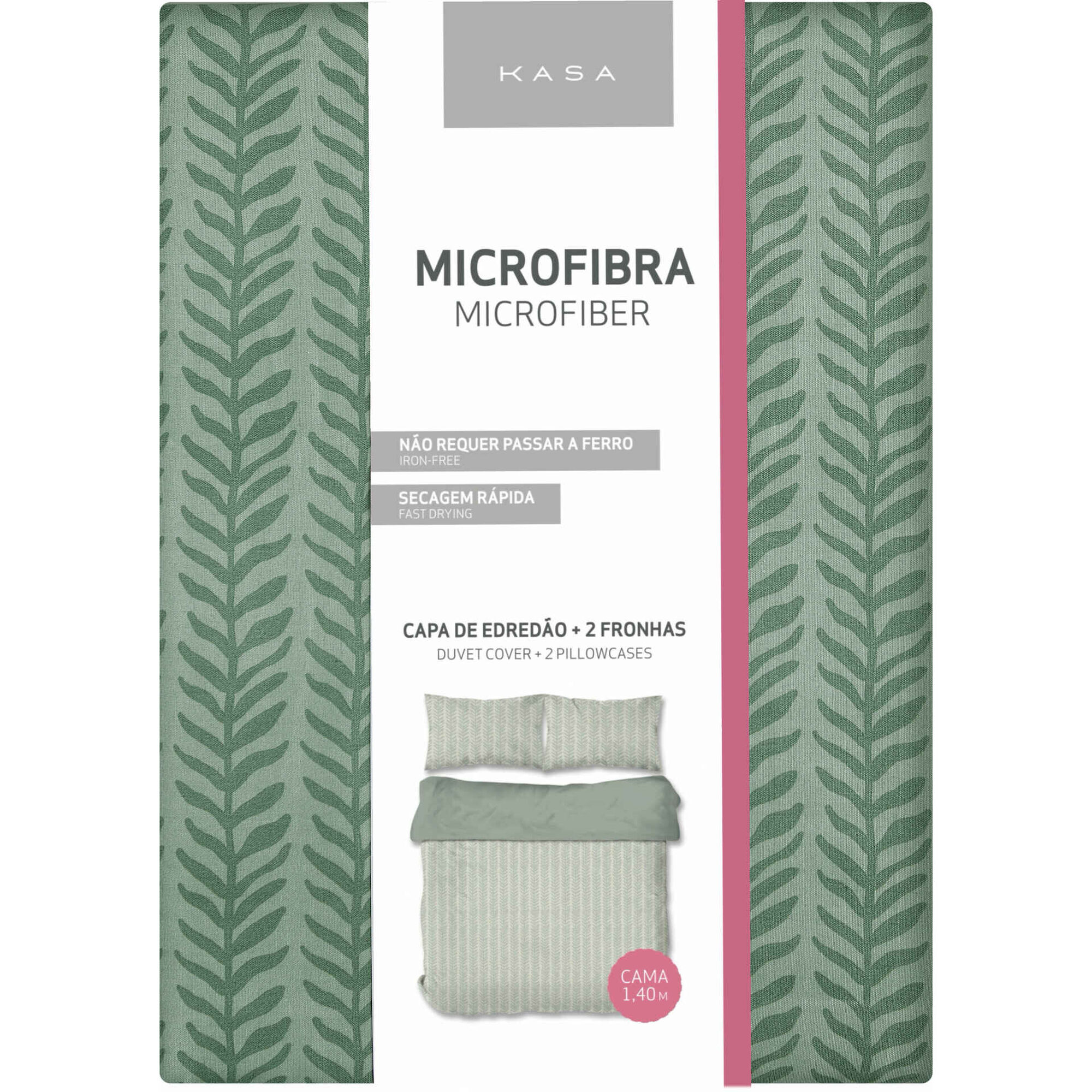 Conjunto Capa de Edred&atilde;o e Fronhas 240x220cm Microfibra Verde Jardim Secreto Kasa