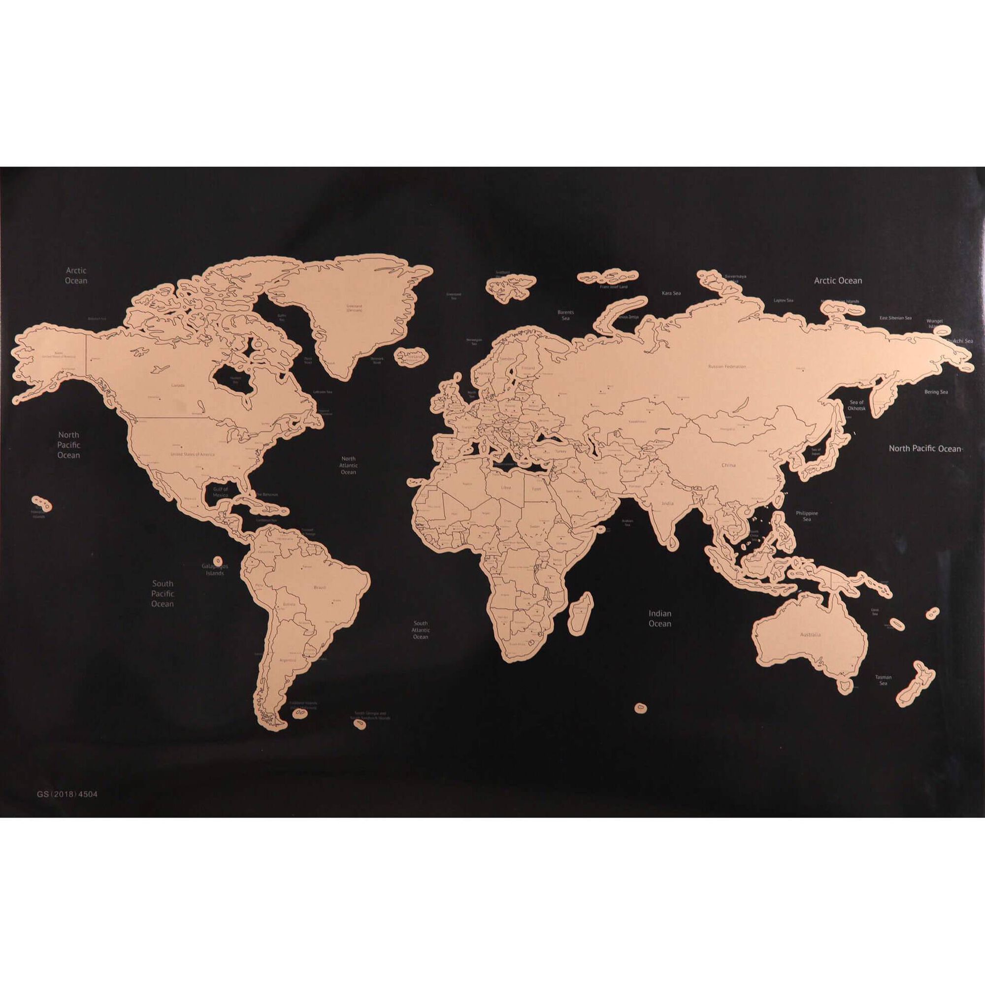 Poster Mapa Mundo 60x40cm Preto Kasa