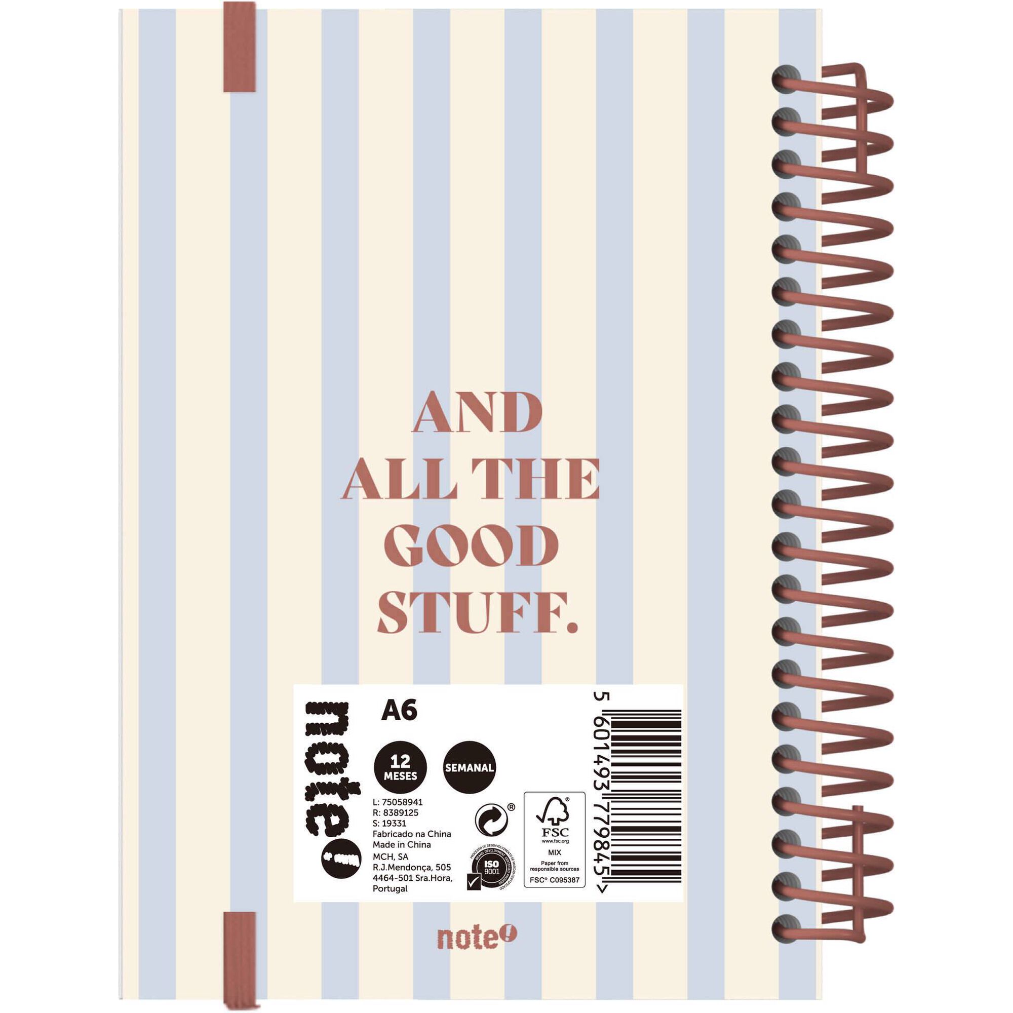 Agenda A6 2026 Espiral 12 Meses (várias cores)