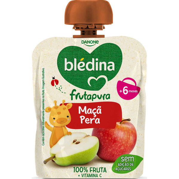 Saqueta de Fruta Maçã e Pera Frutapura +6M Blédina
