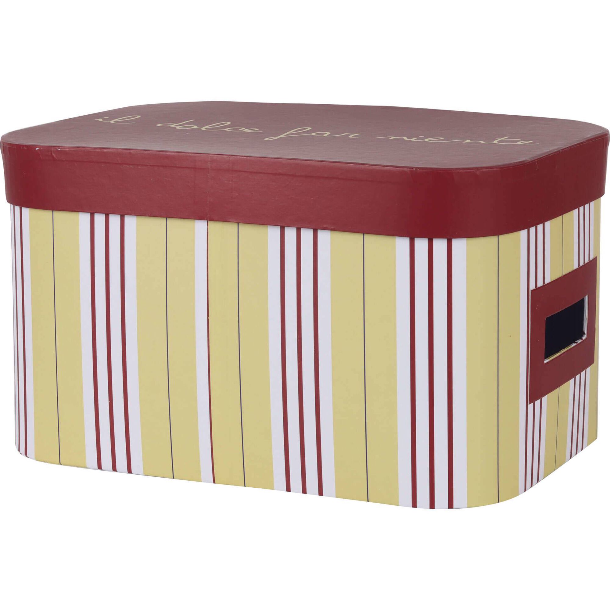 Caixa Riscas Finas Amarelo e Vermelho 25,5x17,5x14,5cm Kasa