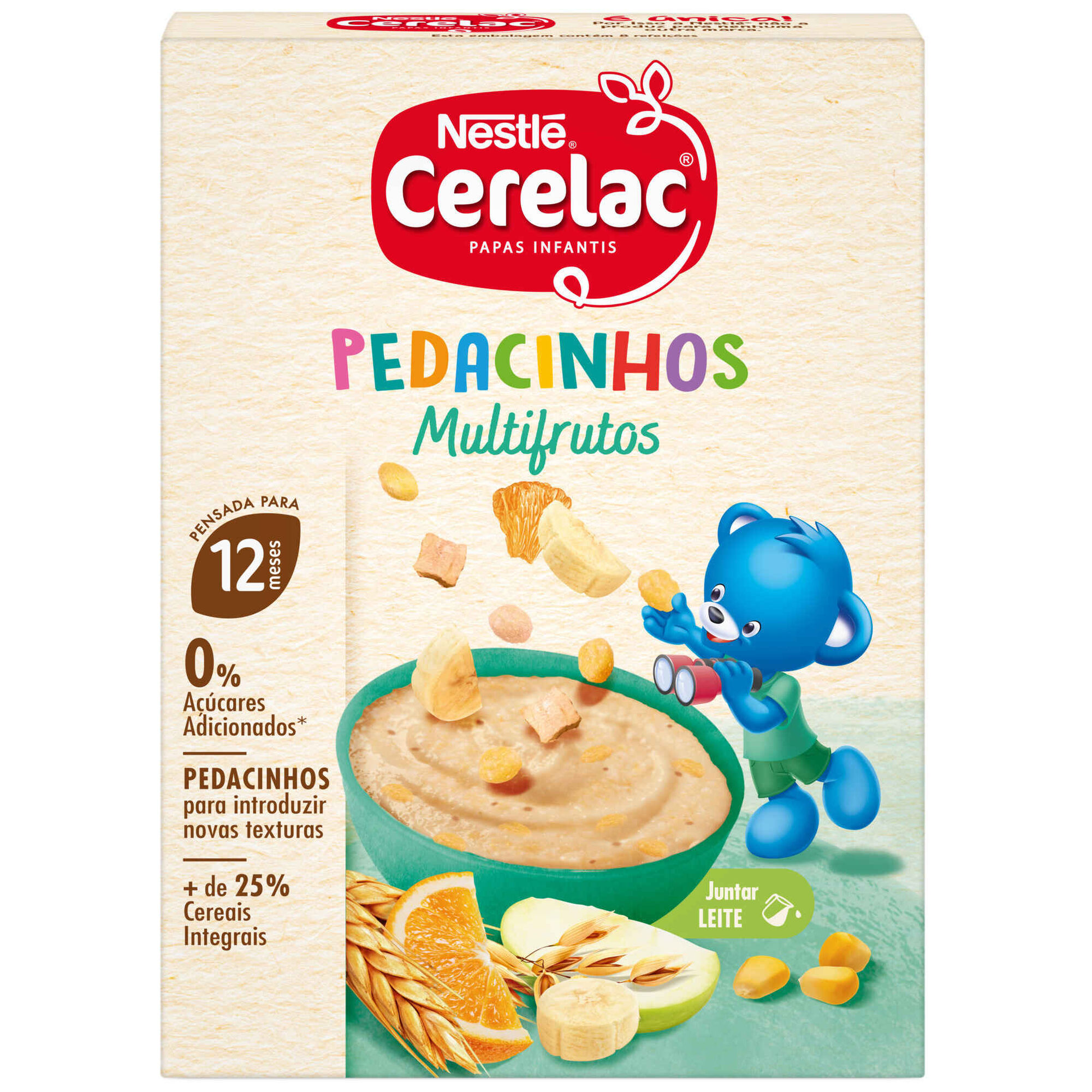 Papa Infantil Farinha Não Láctea Pedacinhos Multifrutos +12M