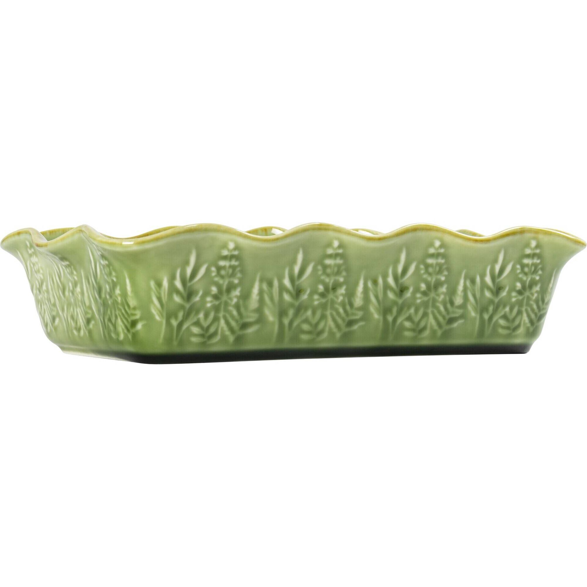Assadeira Retangular Folhas Verde Claro Kasa