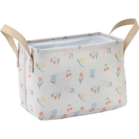Cesto Retangular Tecido com Flores 27x17x18cm Kasa