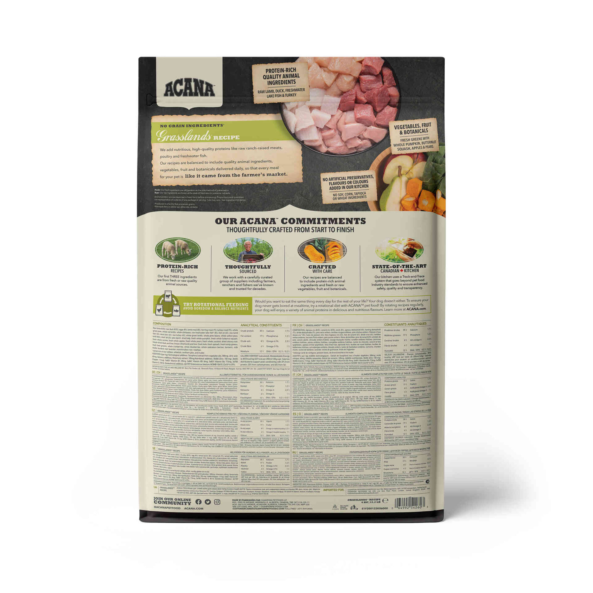 Ra&ccedil;&atilde;o para C&atilde;o Highest Protein Grasslands Recipe Acana