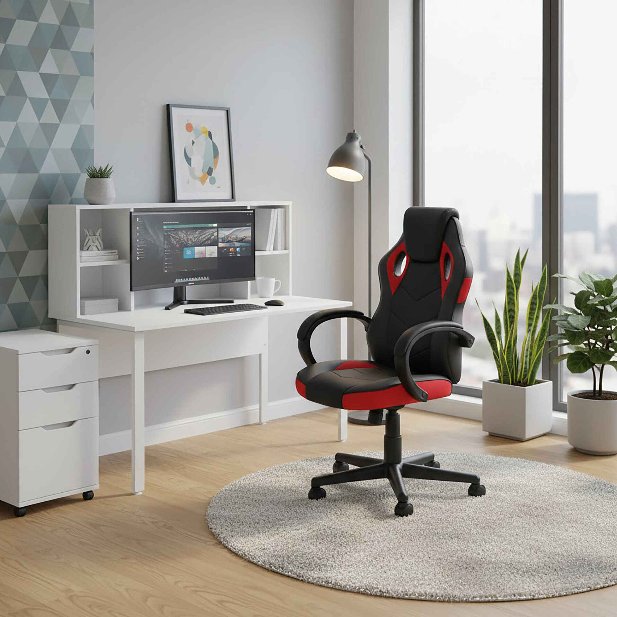 Cadeira Gaming Estofada Vermelha Racing Kasa