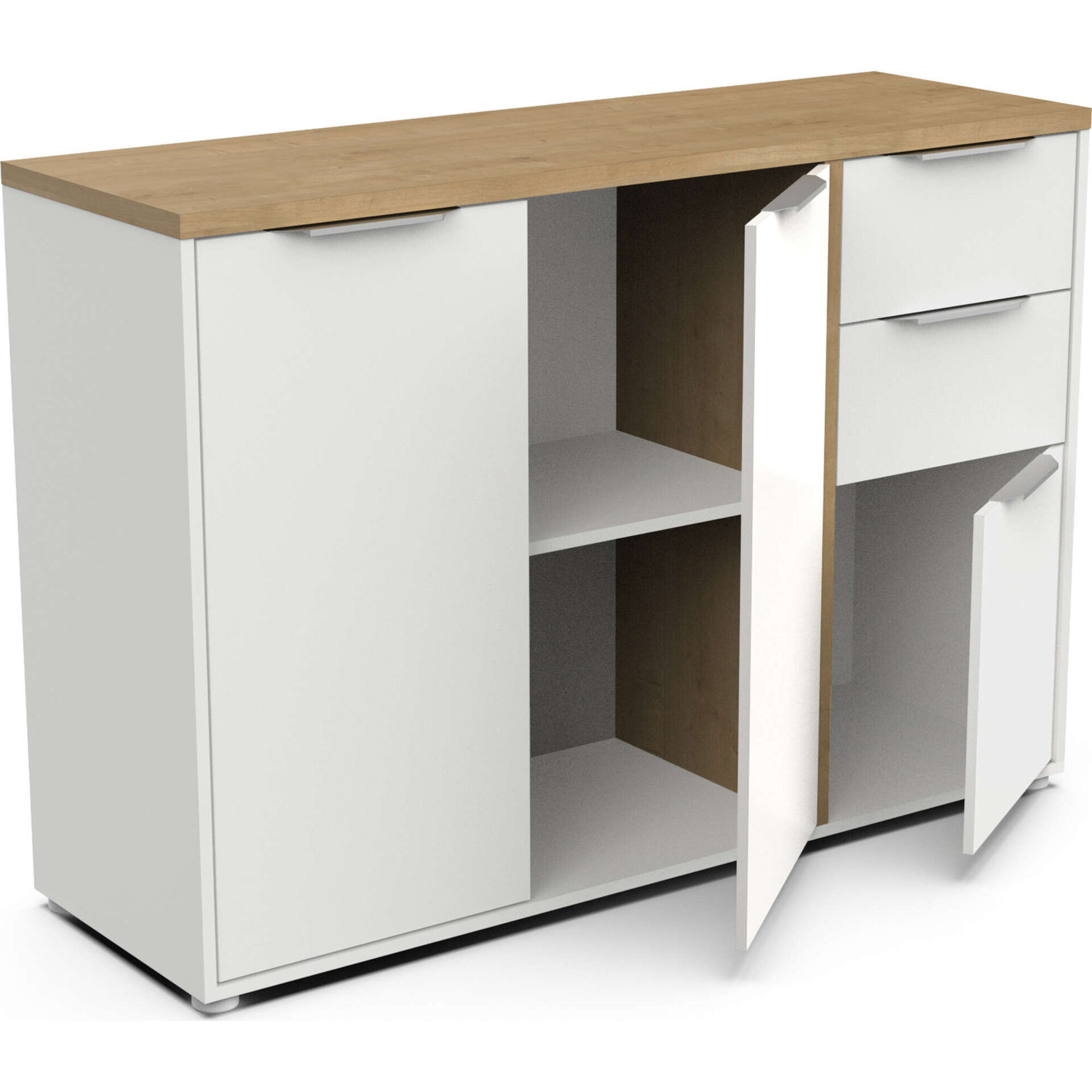 Aparador 121x40x85cm Branco e Carvalho Access