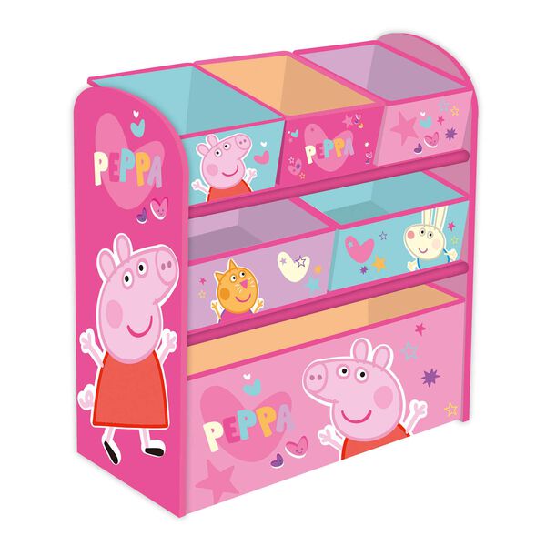 Organizador de madeira com 6 cestos de arrumação de Peppa Pig Peppa Pig