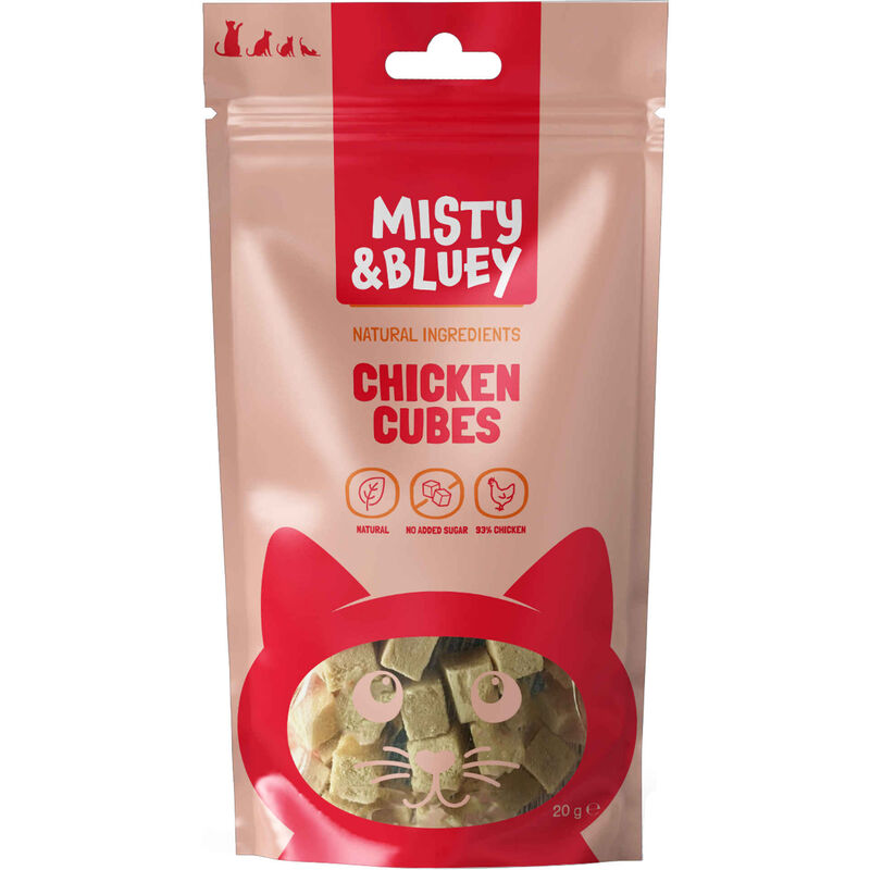 Snack para Gato Cubos Frango Misty &amp; Bluey