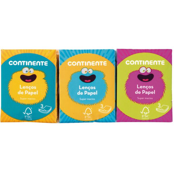 Lenços de Bolso Infantil 3 Folhas Continente