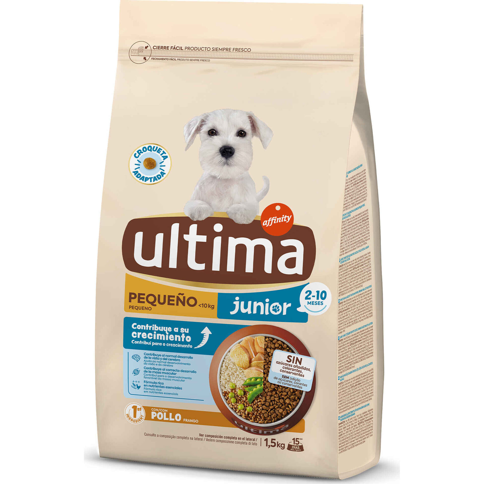 Ra&ccedil;&atilde;o para C&atilde;o J&uacute;nior Mini Frango e Arroz Affinity Ultima