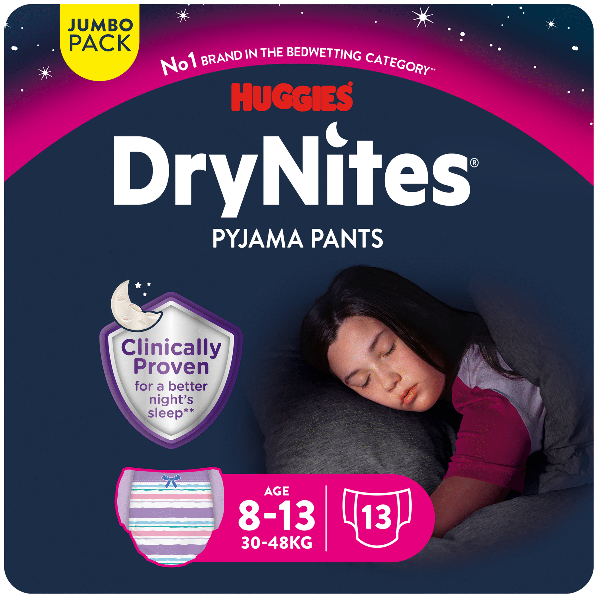 Cuecas DryNites Menina 30-48kg 8-13 Anos Cuecas DryNites Menina 30-48kg 8-13 Anos