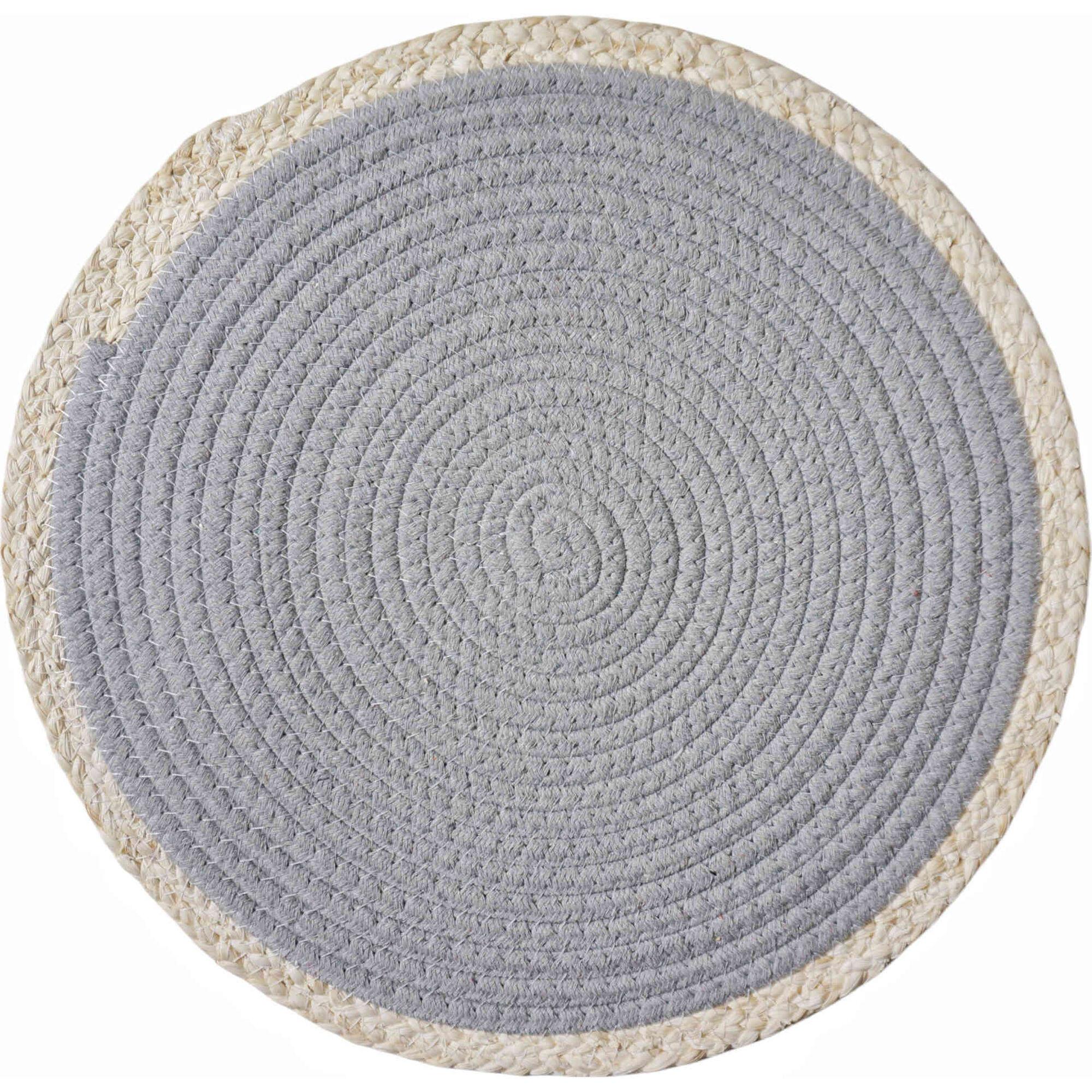 Individual Palhinha Redondo 38cm Cinza Individual Palhinha Redondo 38cm Cinza