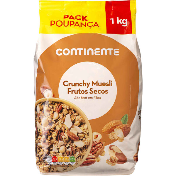 Muesli Crunchy Frutos Secos Pack Poupança Continente