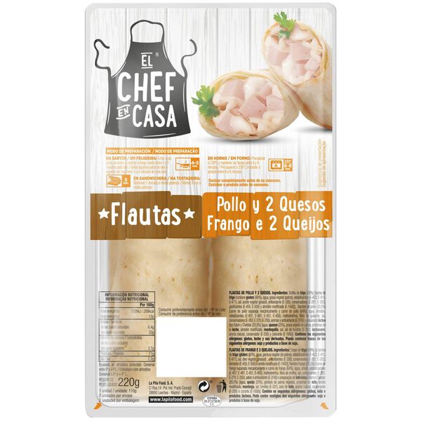 Flautas de Frango e 2 Queijos El Chefe en Casa