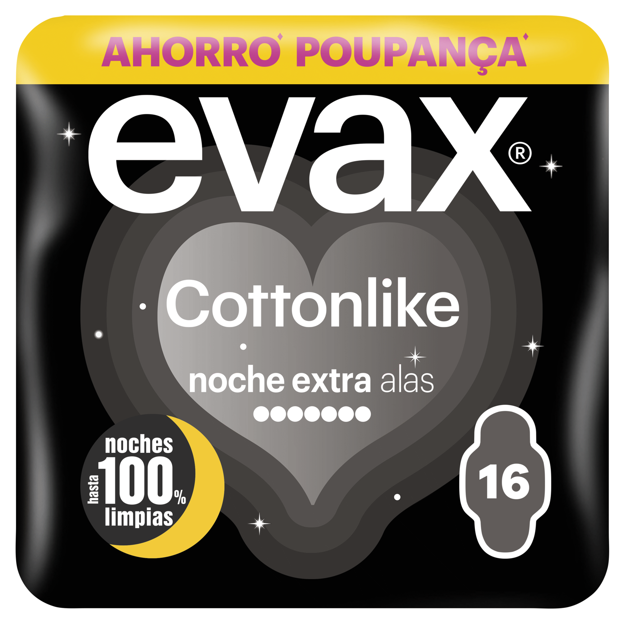 Pensos Higi&eacute;nicos Cottonlike Noite Extra com Abas Evax