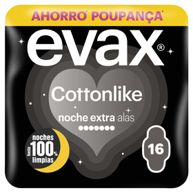 Pensos Higi&eacute;nicos Cottonlike Noite Extra com Abas Evax