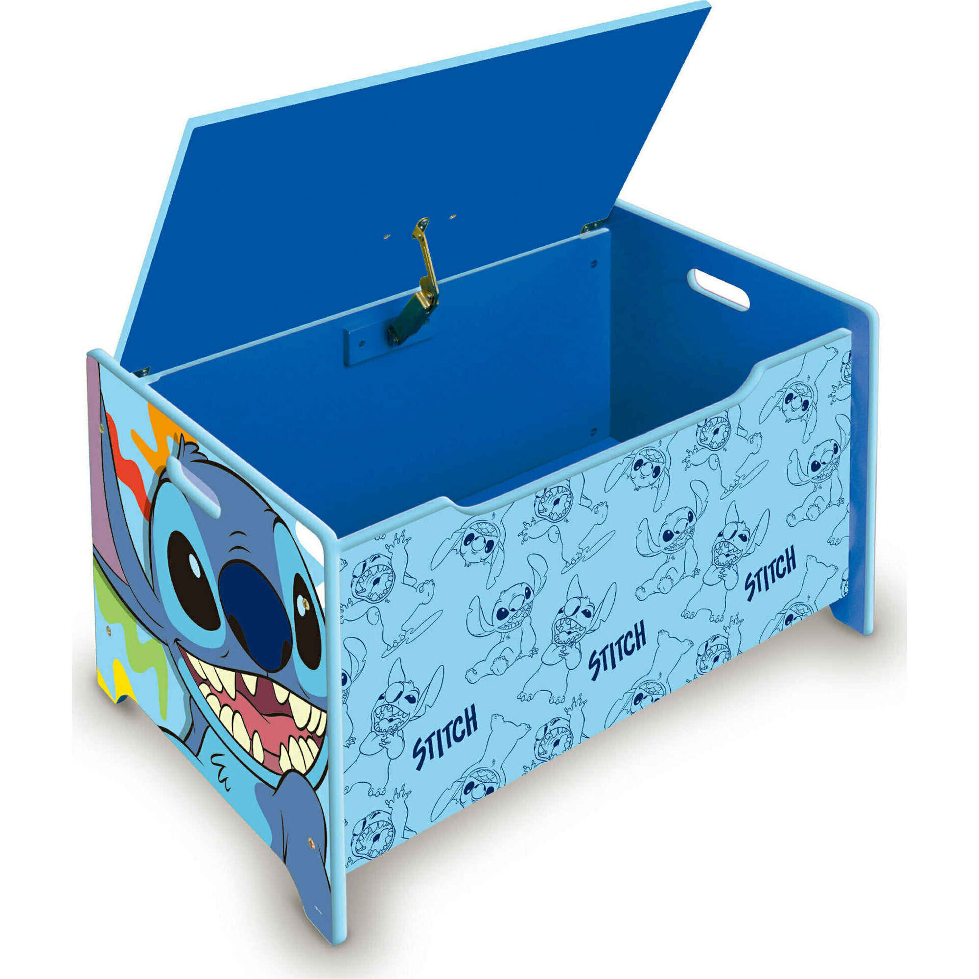 Banco e Baú Arrumação Madeira 62,5x37x40cm Stitch