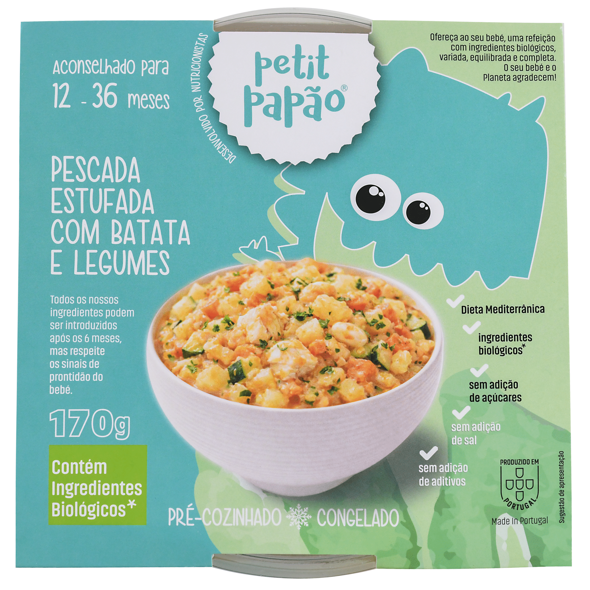 Pescada Estufada com Bata e Legumes +12M Petit Pap&atilde;o