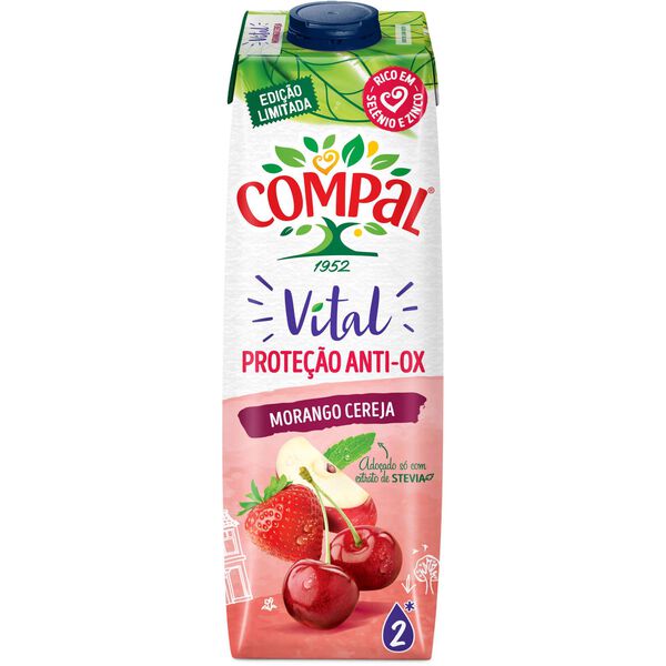 Néctar Morango e Cereja com Stevia Compal Vital Anti-ox