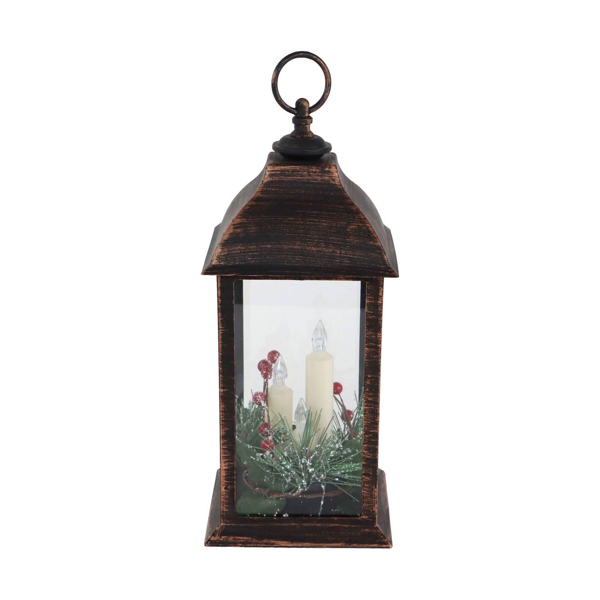 Lanterna com LED 32,5cm Castanha Kasa