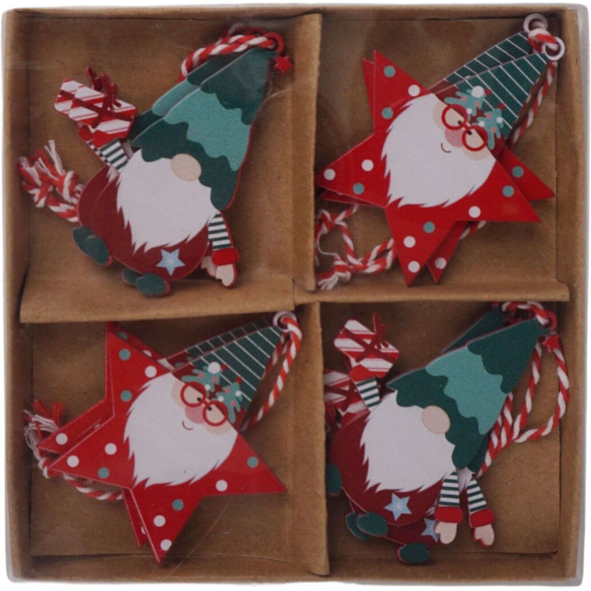 Conjunto 8 Mini Ornamentos Estrelas Santa