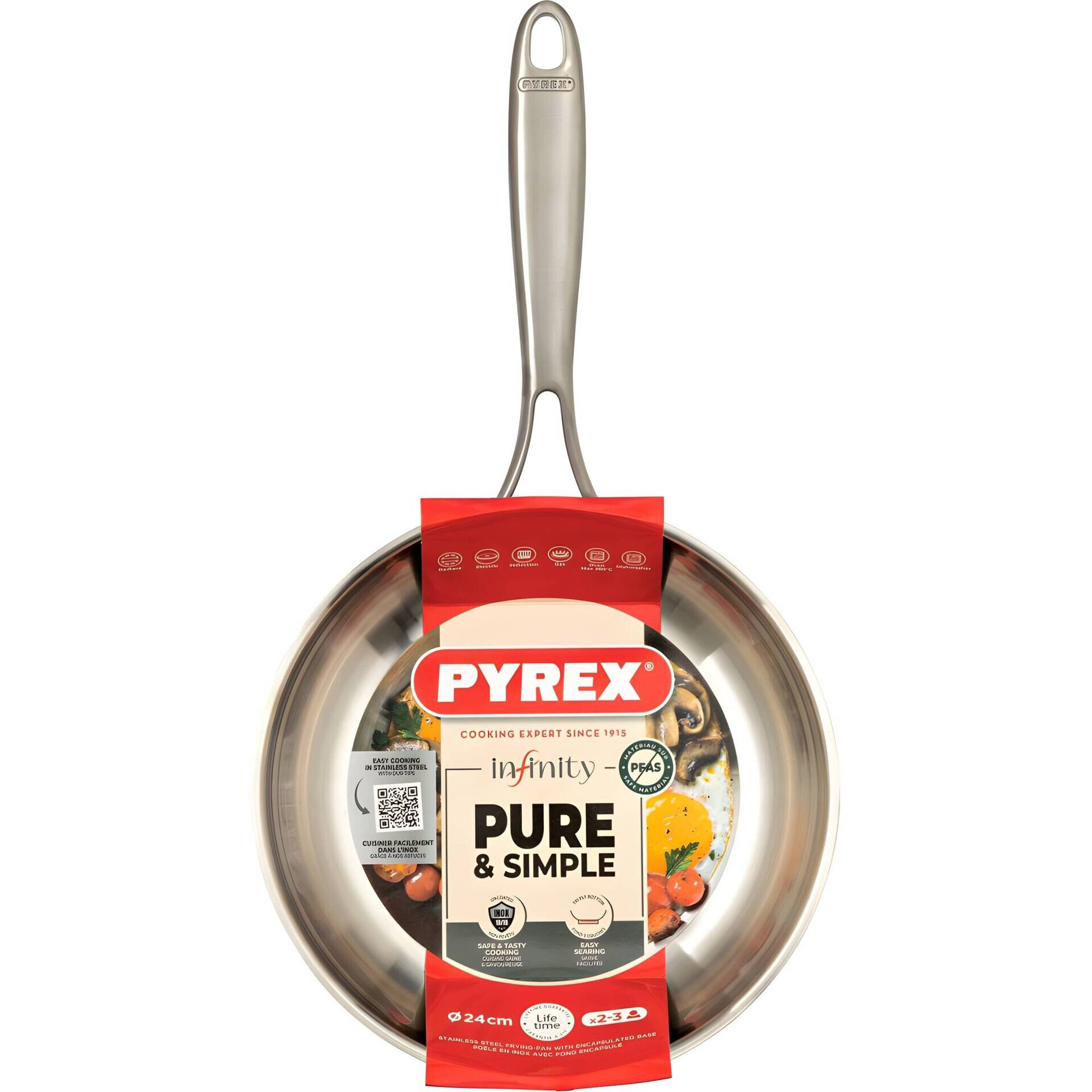 Frigideira com Cabo Fixo A&ccedil;o Inoxid&aacute;vel Infinity Pyrex