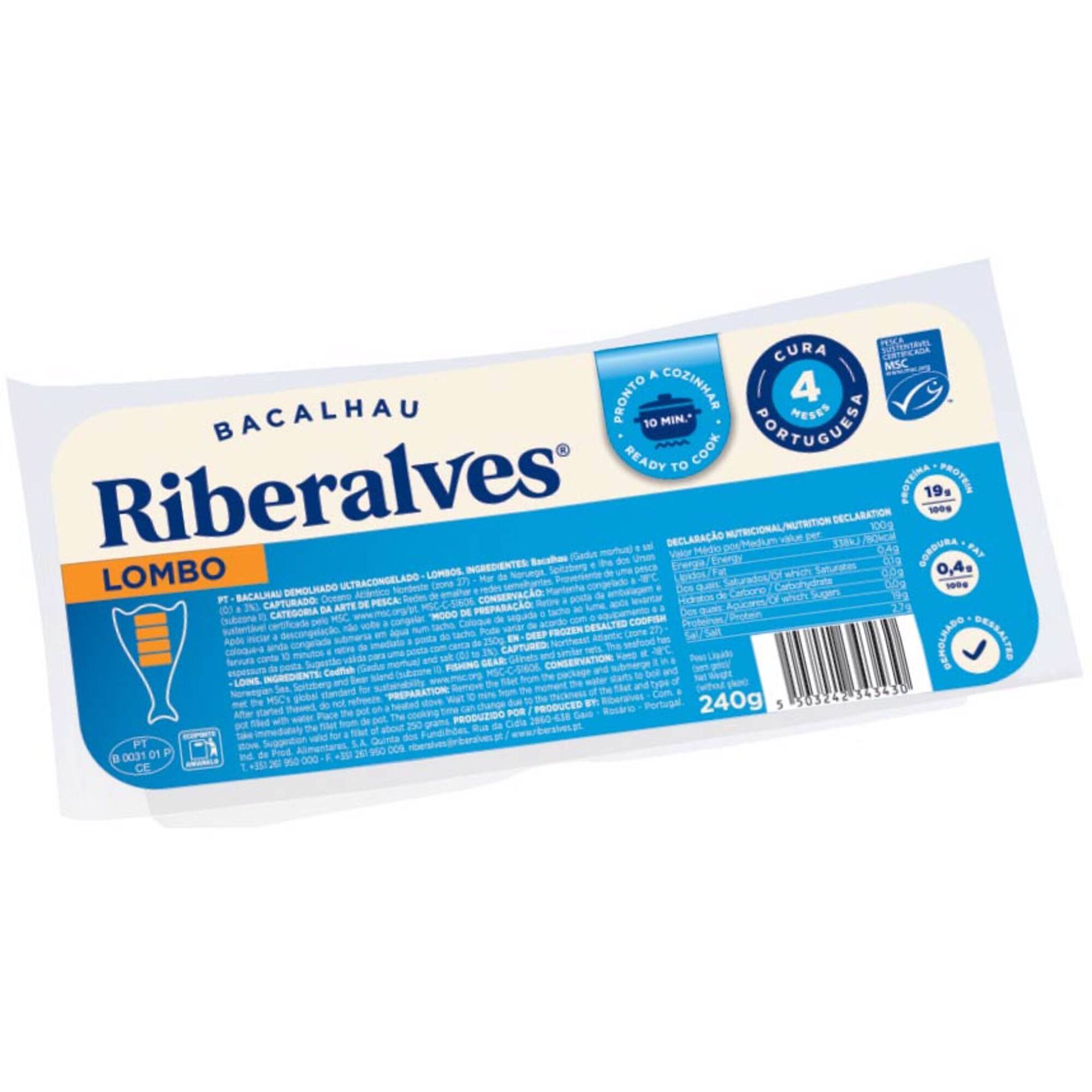 Lombos de Bacalhau 4 Meses de Cura MSC Congelado