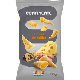 Cones de Milho Sabor Queijo e Bacon