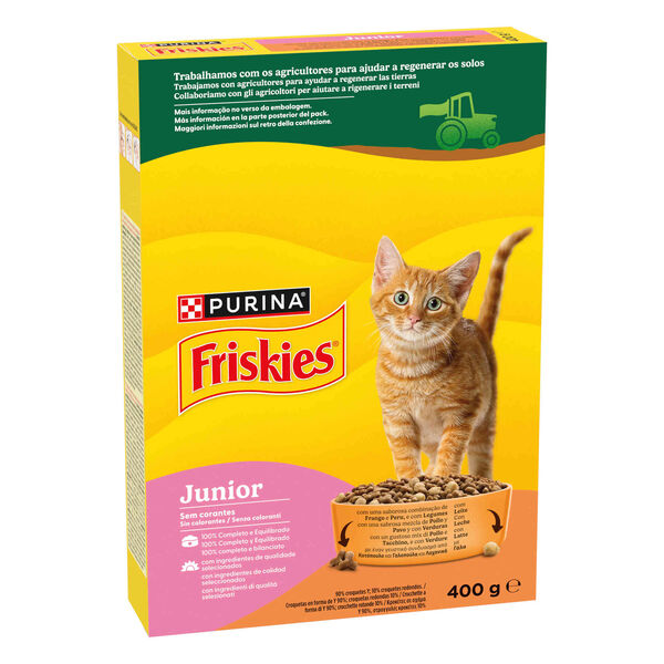 Ração para Gato Júnior Frango, Leite e Legumes Purina Friskies