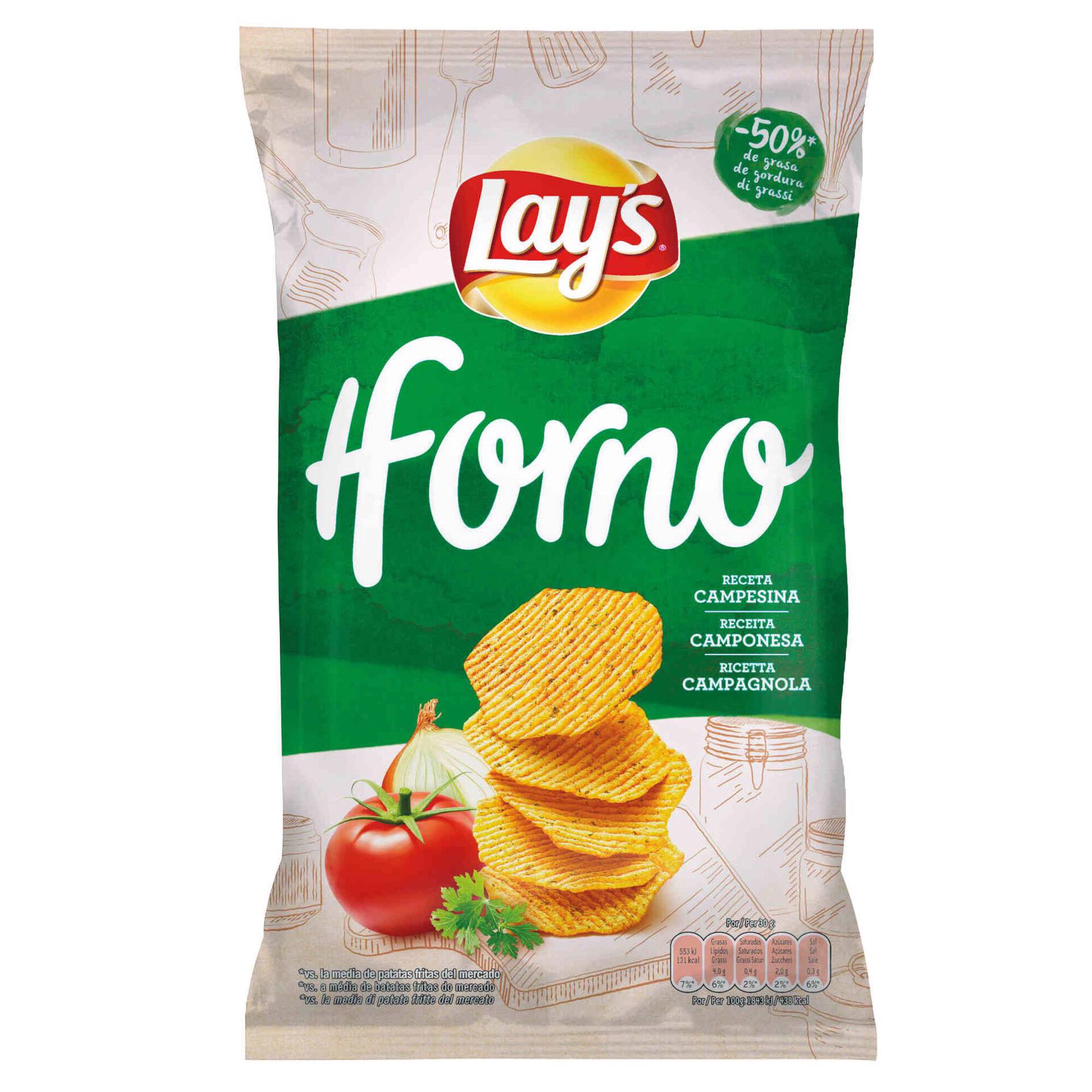 Batata Frita Forno Ondulada Sabor Camponesas Batata Frita Forno Ondulada Sabor Camponesas