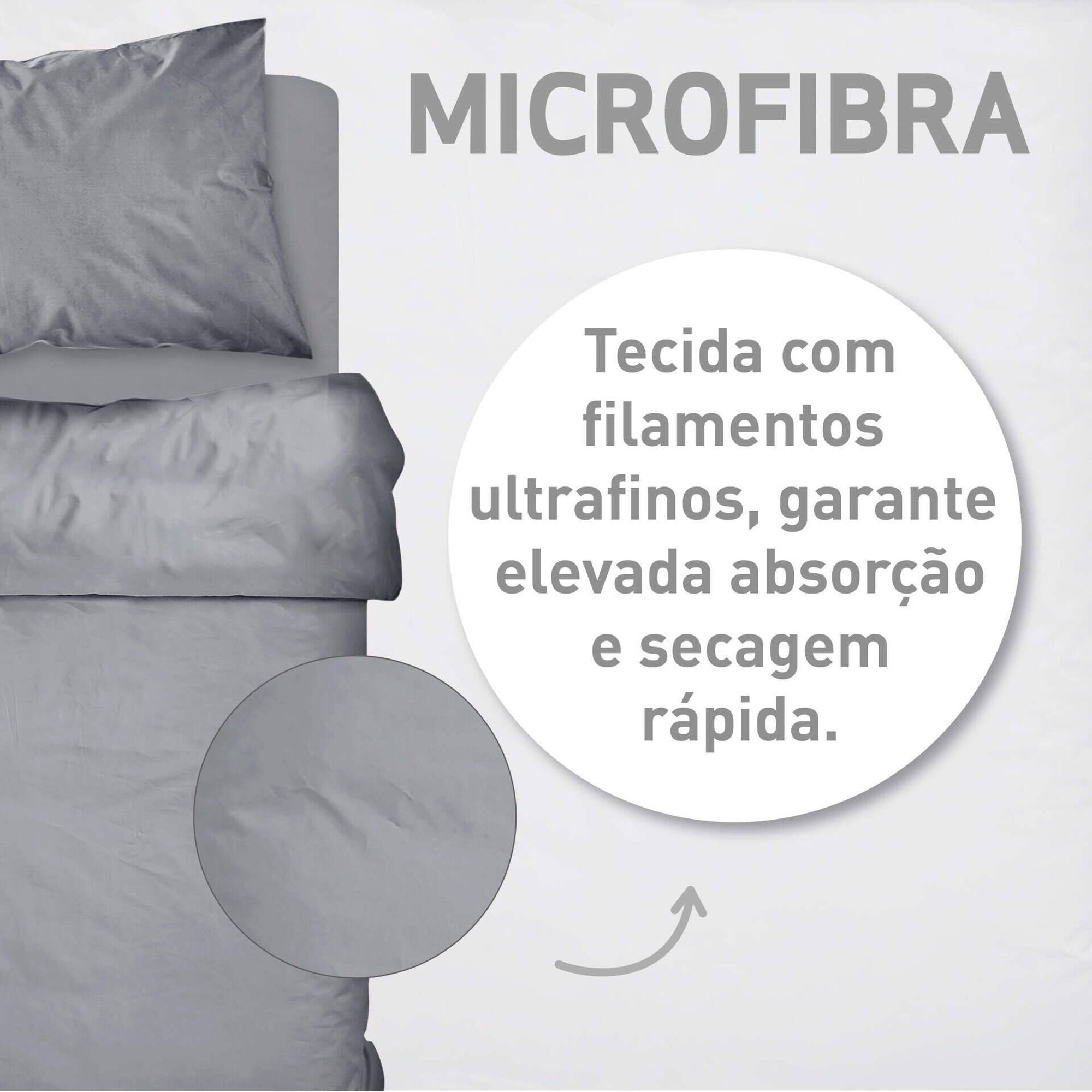 Conjunto Len&ccedil;&oacute;is Microfibra Cinza Kasa