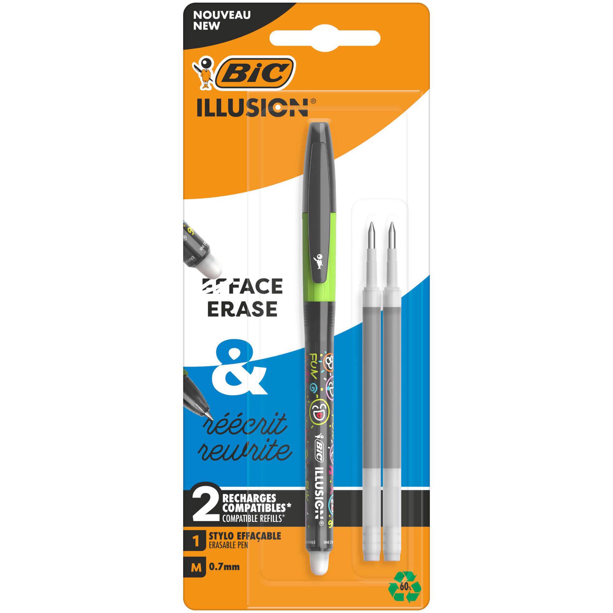 Esferográfica Gelocity Illusion de Tinta Gel Preta Apagável e Recargas