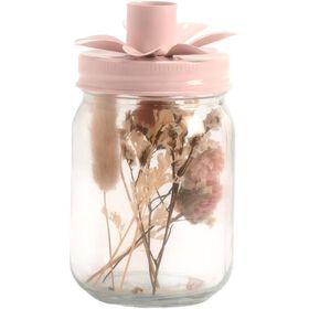Frasco Vidro Decorativo com Flor Rosa Kasa