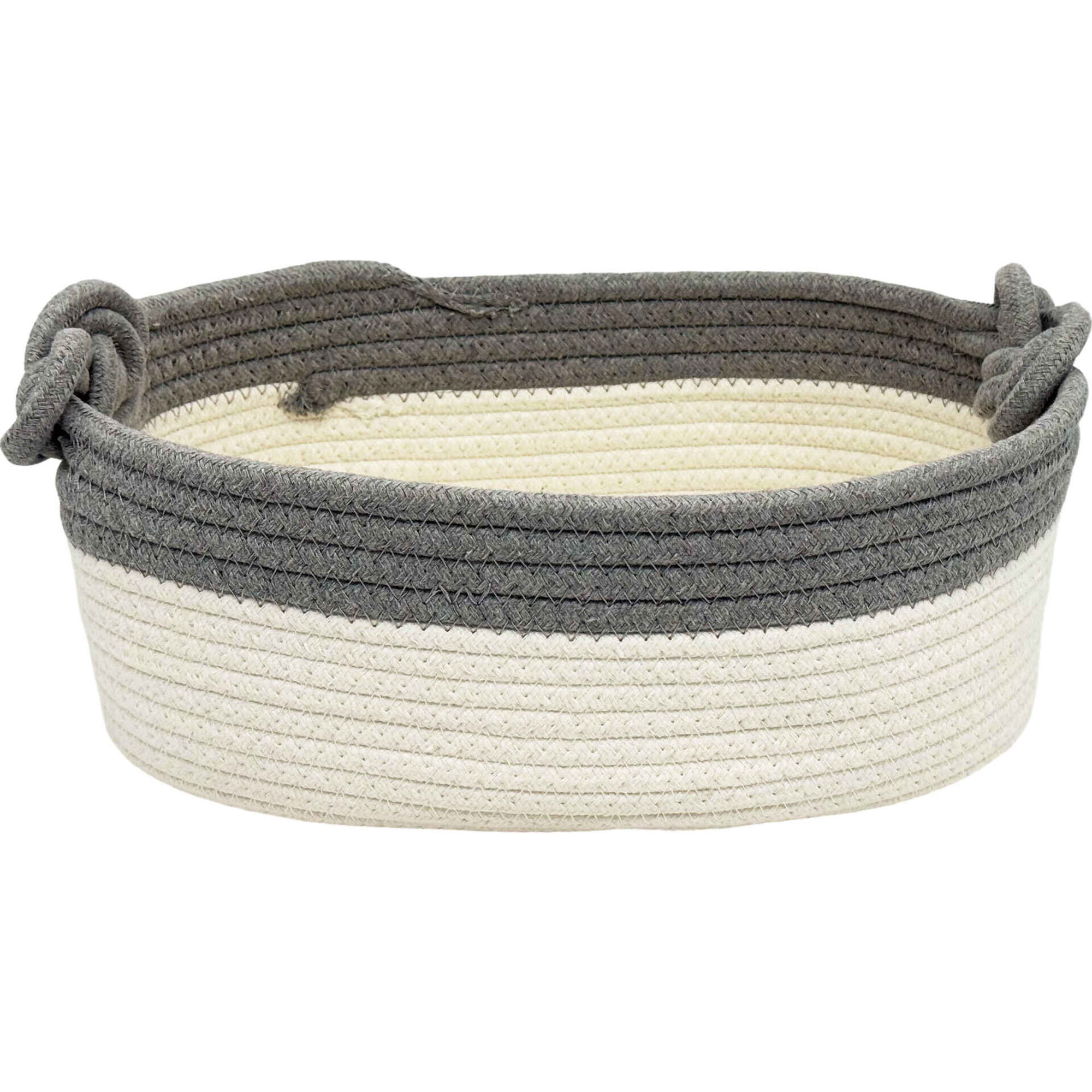 Cesto Oval Branco e Cinza Kasa