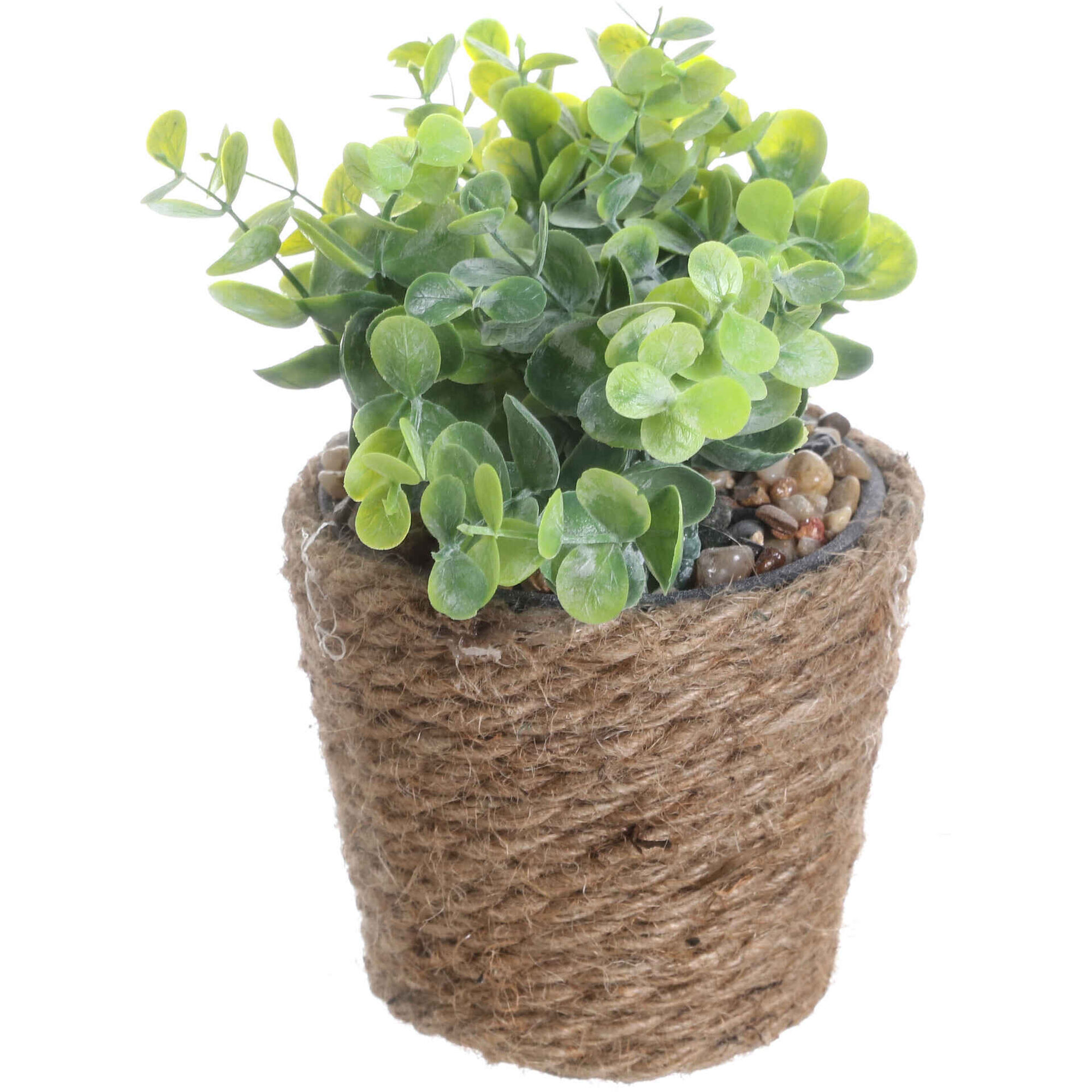 Planta Artificial Vaso Palha Folhas Verdes 18cm Kasa