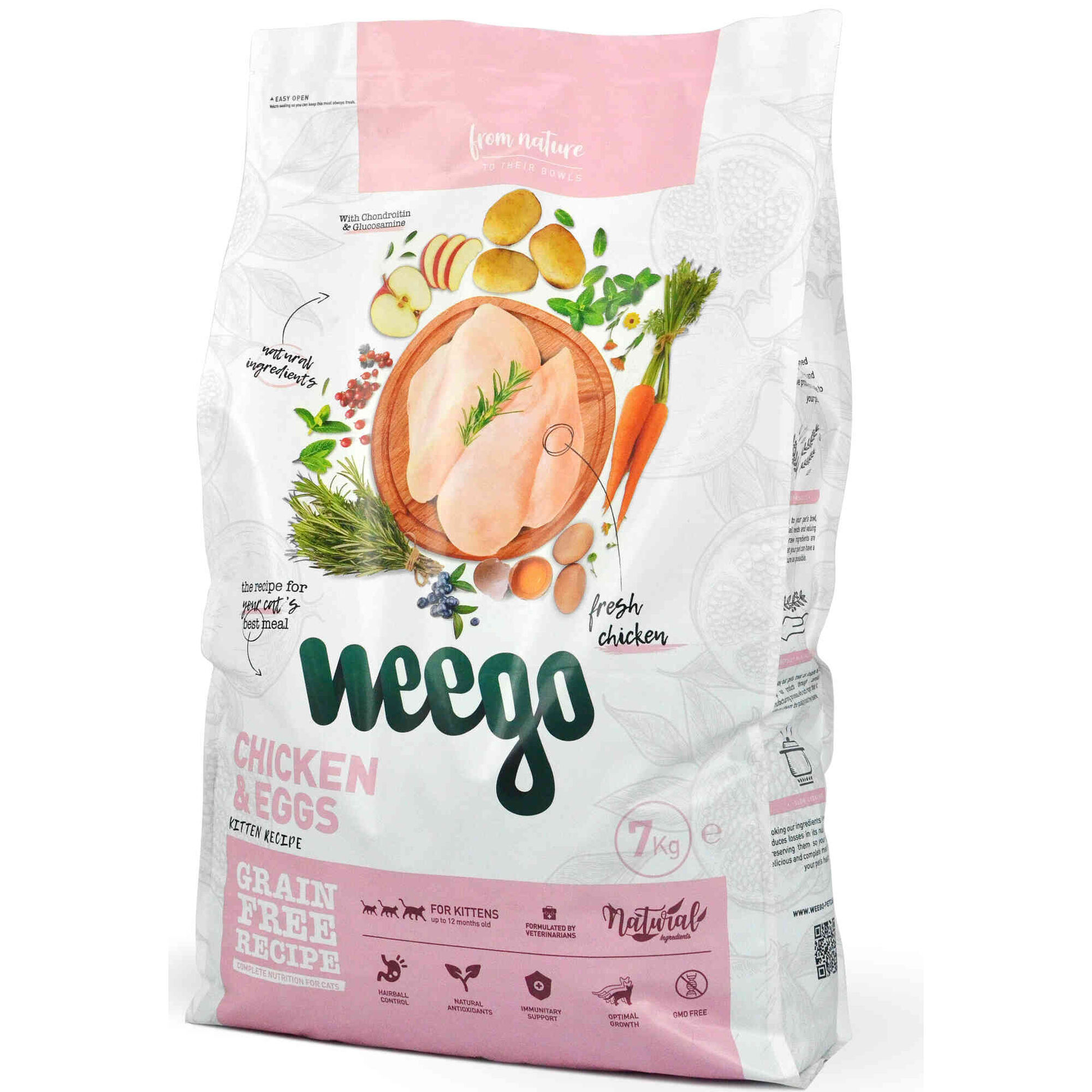 Ra&ccedil;&atilde;o para Gato J&uacute;nior Frango e Ovos Weego
