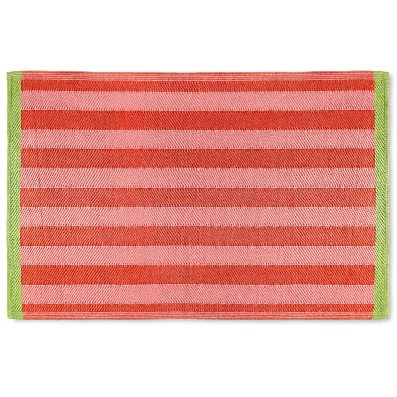 Tapete Polipro Riscas Vermelho e Rosa 120x180cm Kasa
