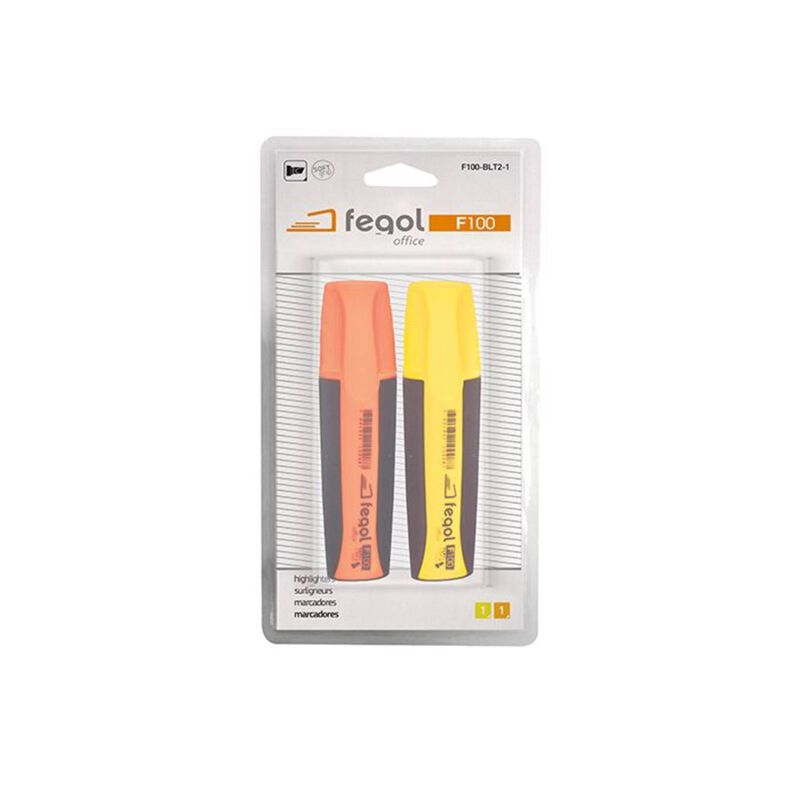 Marcador Fluorescente de Tinta Laranja e Amarela Fegol