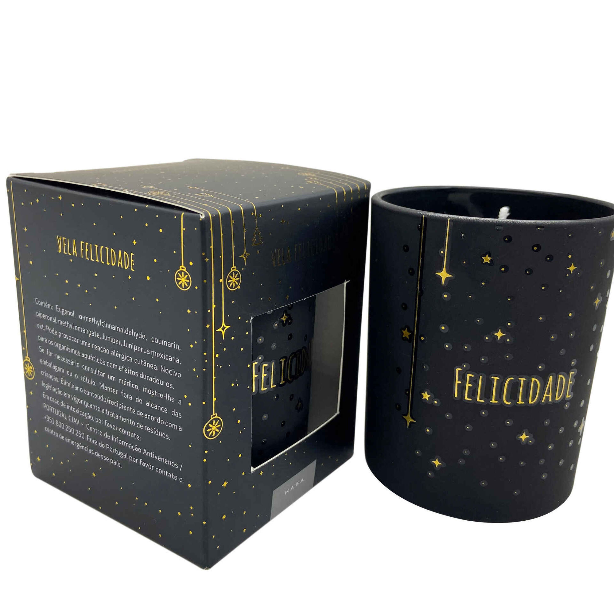 Vela em Copo 165g Preta Felicidade